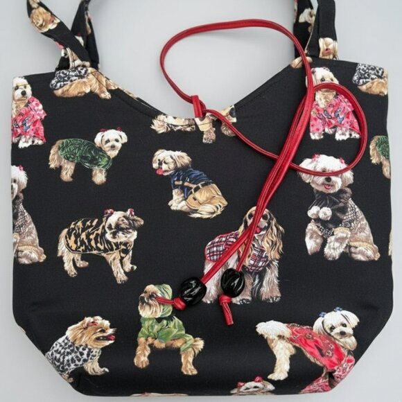 NWOT My Destiny Dog Print Mini Tote Bag Tie Closure One-of-a-Kind Unique - Picture 2 of 9